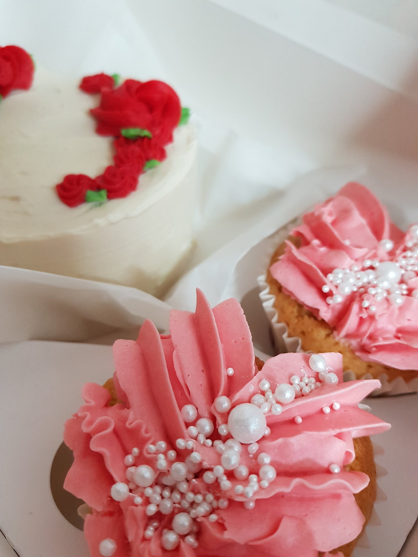 Valentines Heart cake and cupcakes